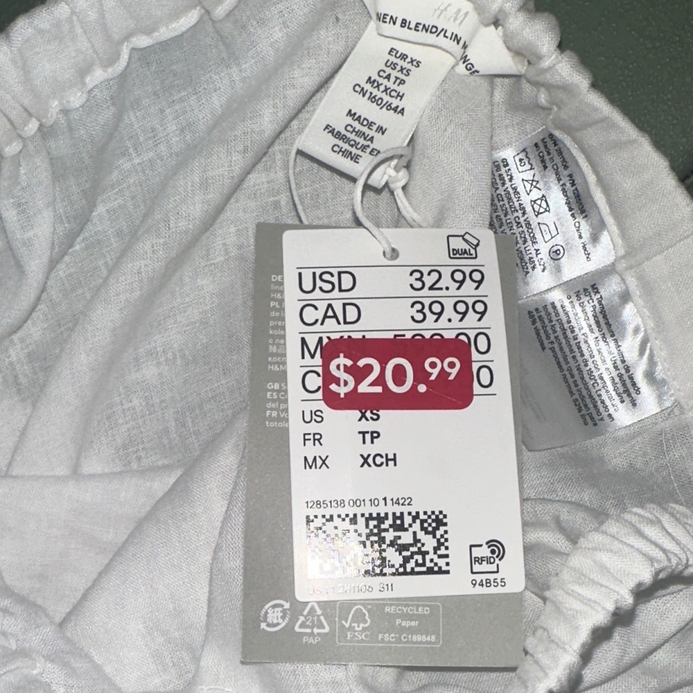 H&M Linen Blend White Maxi Skirt- Size XS - Picture 7 of 7